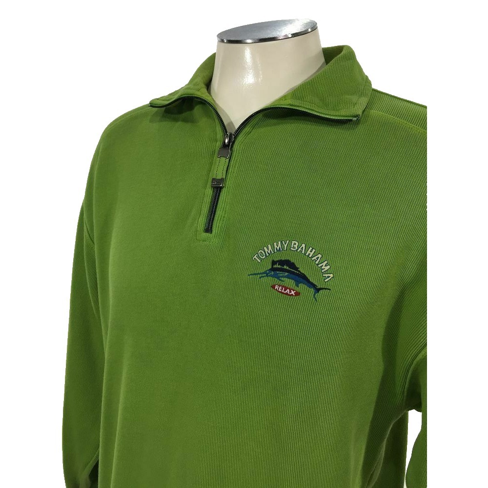 Tommy Bahama Relax Zip Sweater Sweatshirt S Pullover Green Marlin‎ Mens - Picture 3 of 5